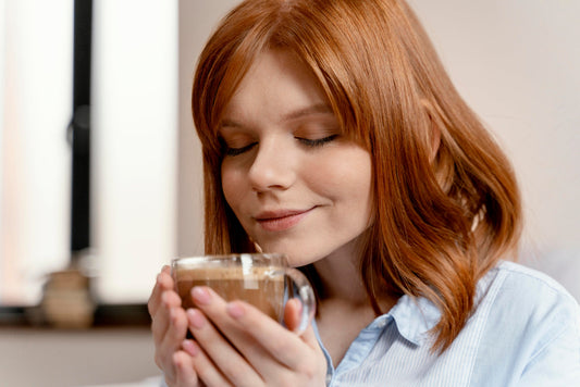 woman drinking cocoa